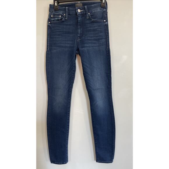 NWT MOTHER High Waisted Looker Ankle Dark Wash Denim Jeans Tongue and Chic Sz 25 - Picture 3 of 7